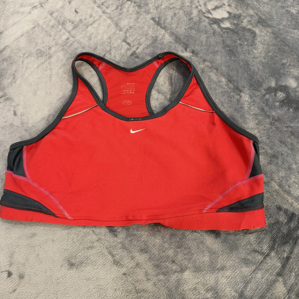 Nike Fit Pro Sports Bra Womens Sz L Red & Gray Activewear Workout Gym Athleisure